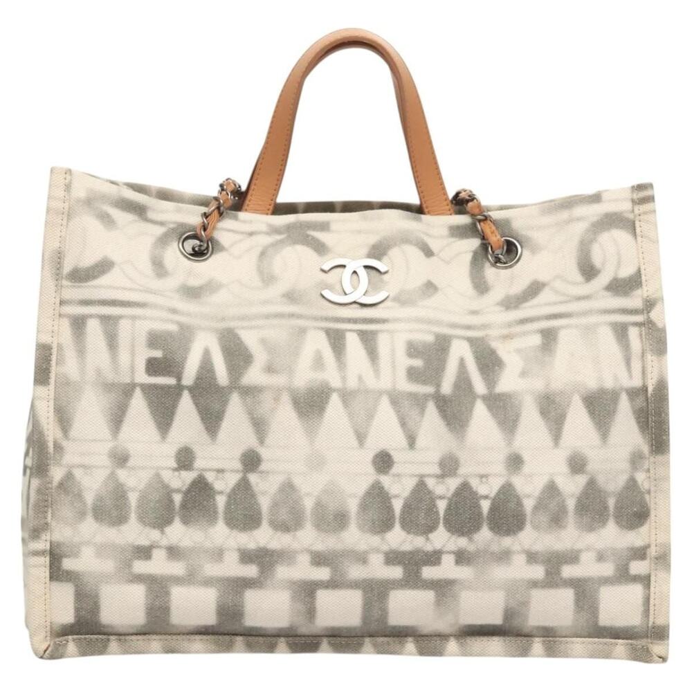 Chanel Canvas Chain Tote Bag Gray